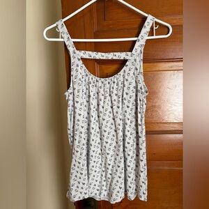 Loft outlet size small floral tank top cutout back detail gray
